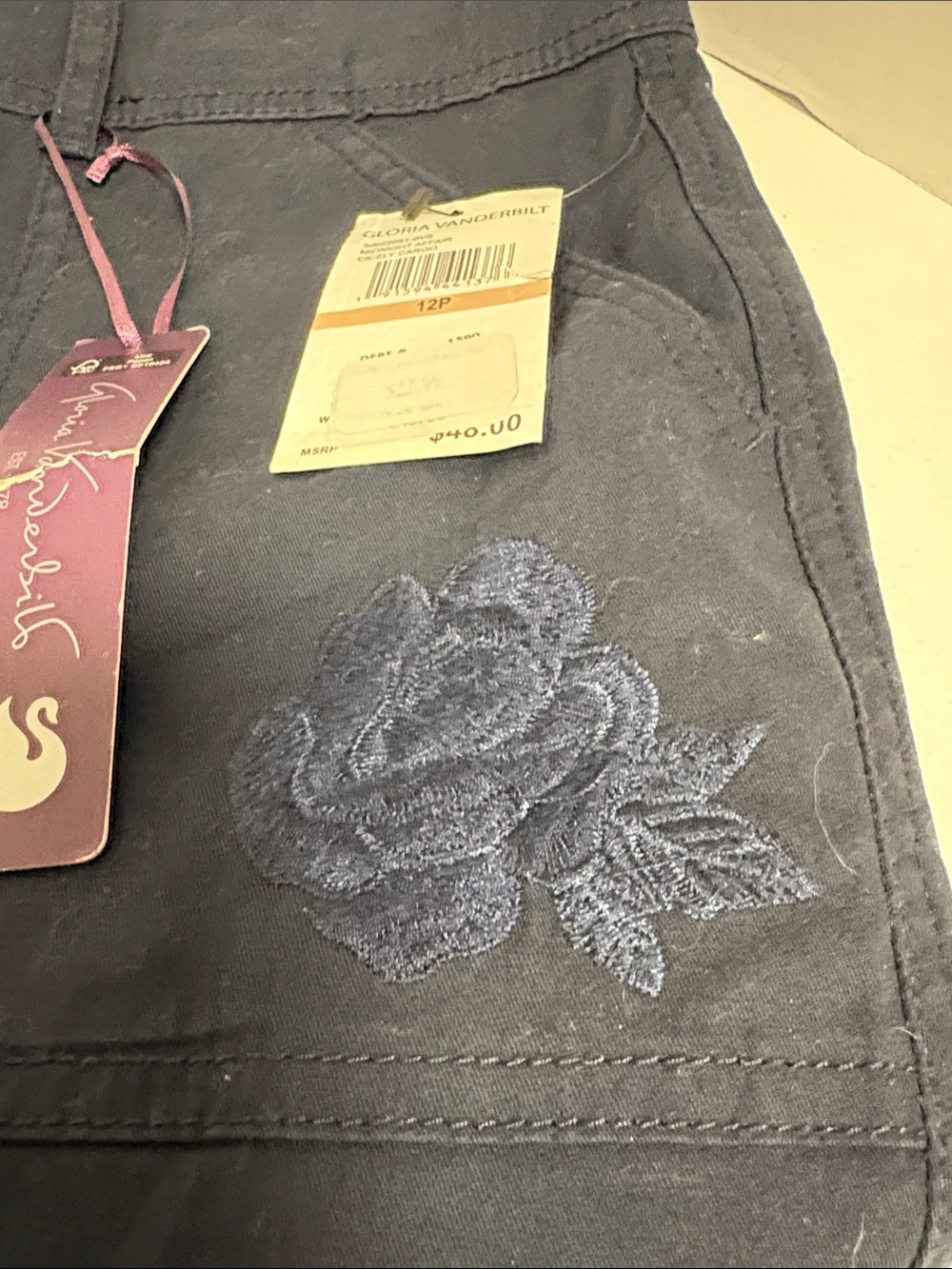 Gloria Vanderbilt Cicely Cargo Pants - Navy Blue - Picture 3 of 7